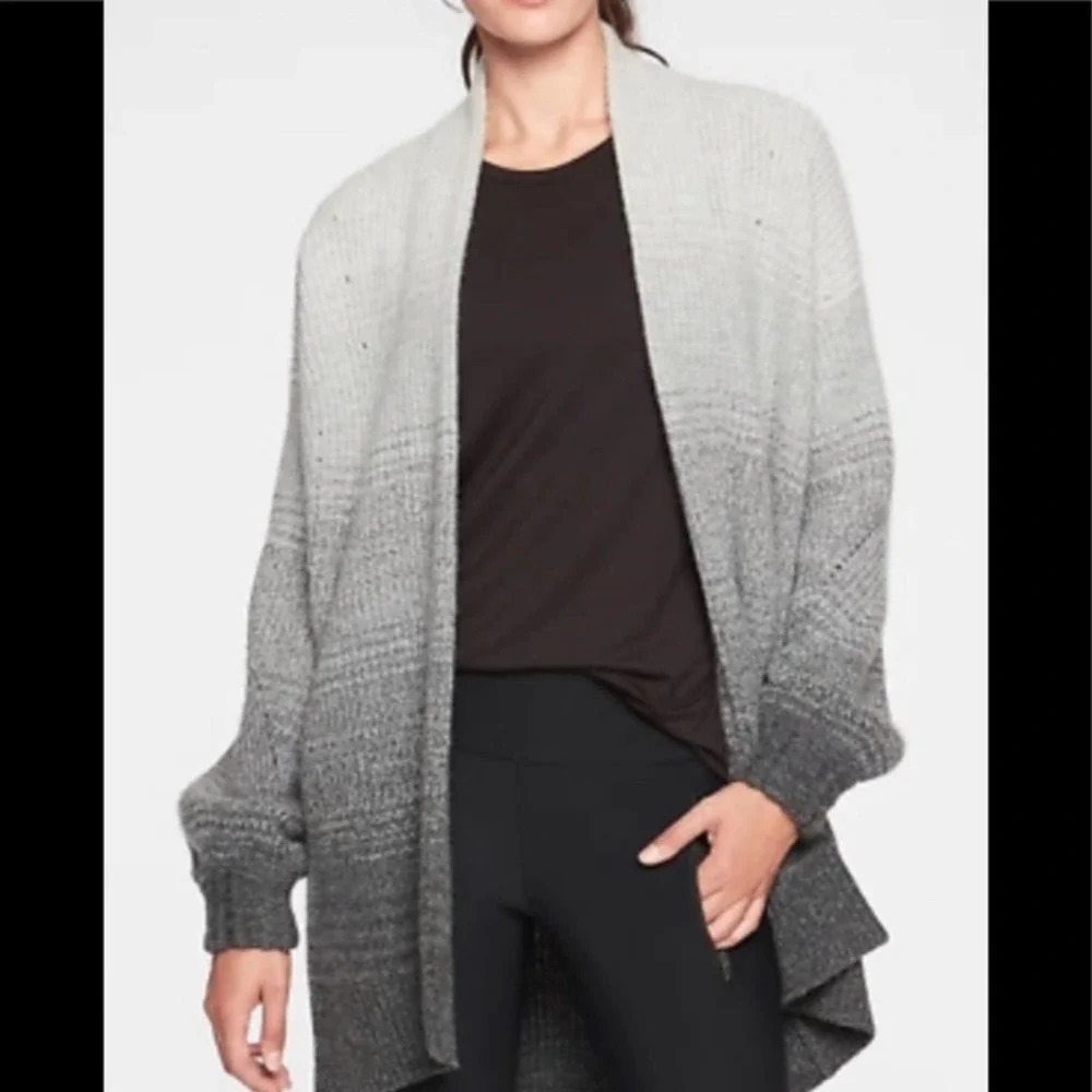 Athleta Lucca Ombre Wrap Sweater Gray size Medium